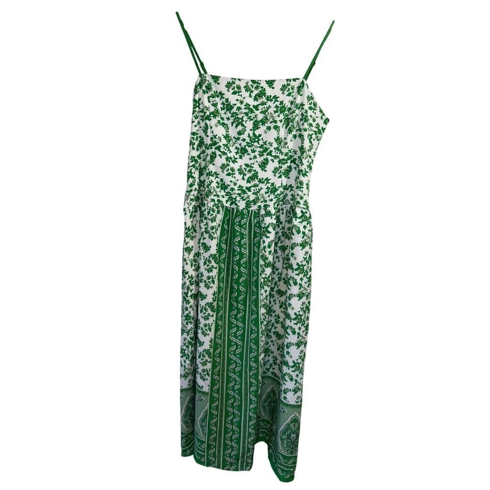AVARA Women's Brianna Spaghetti Strap Floral Print Midi Dress Green Size Medium